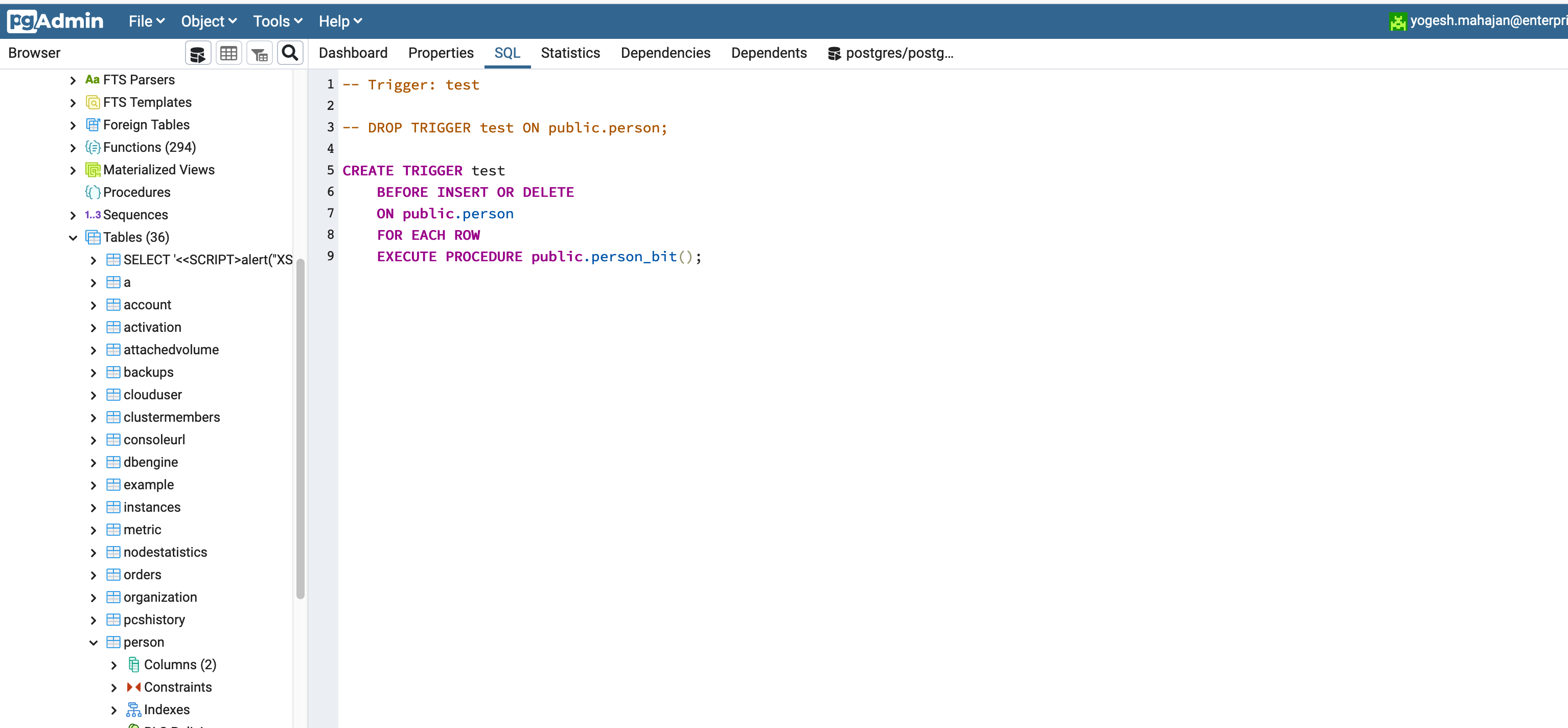 [SQL] Illegal arguments in Trigger DDL extraction (RM #5779) · Issue ...